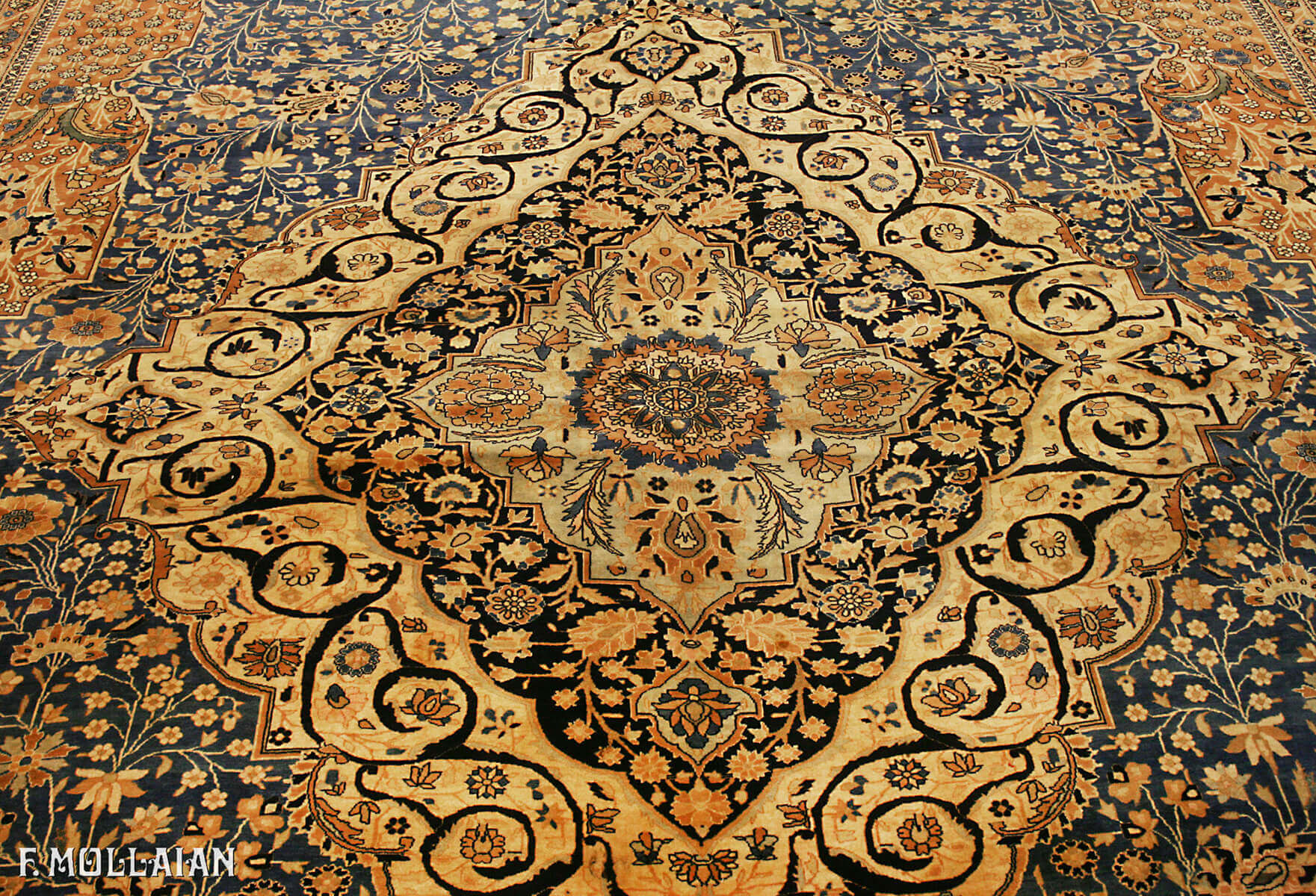 Alfombra Persa Antigua Kashan Mohtasham n°:16907327